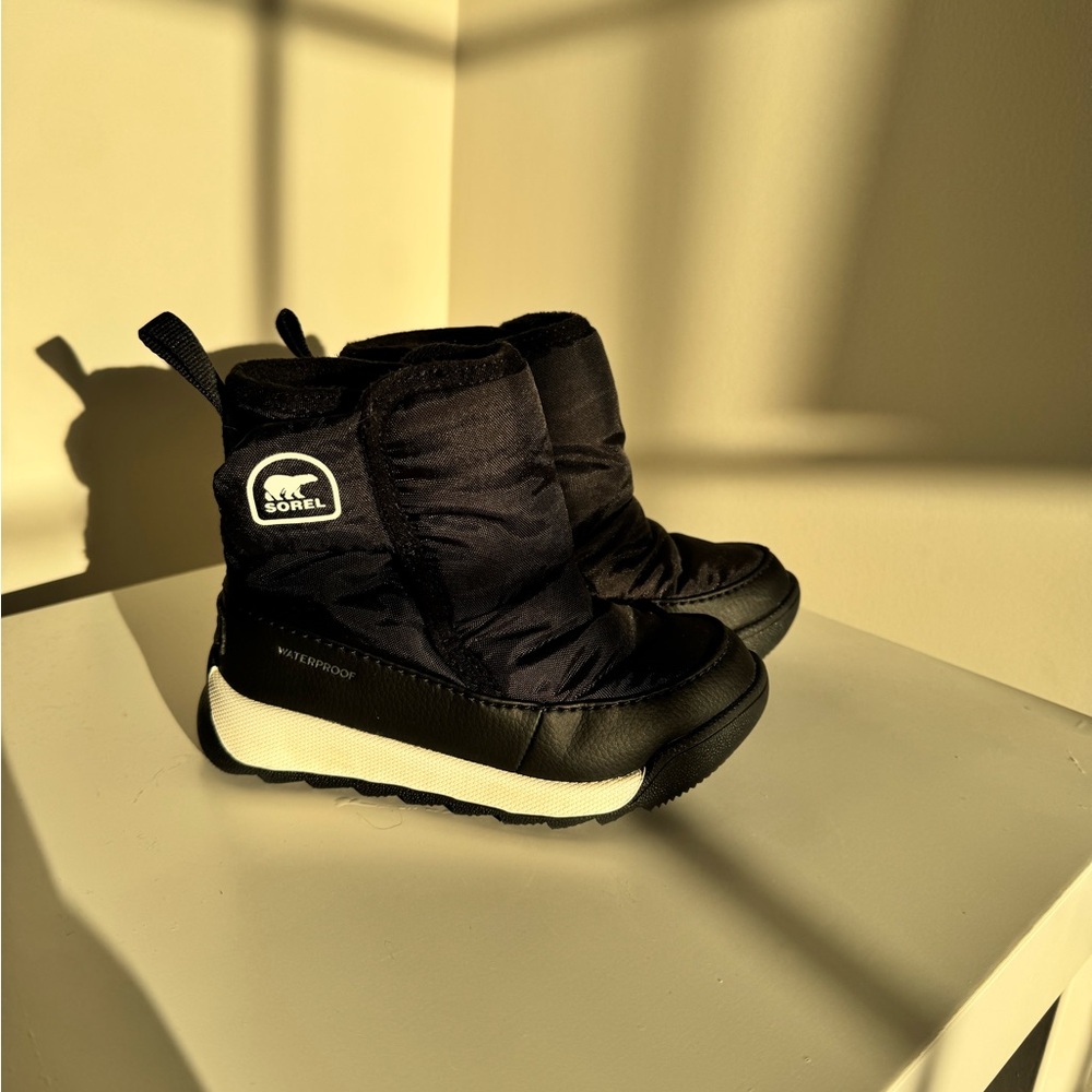 Sorel Kids Black and White Snow Boots